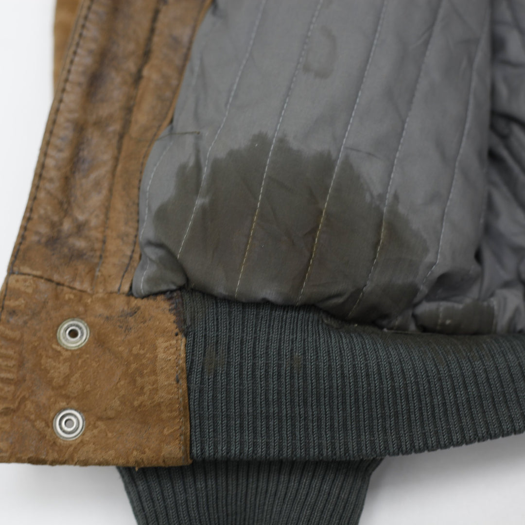 Rare 90s Henry Huit Preview Leathers Aviator Style Motorcycle Graphic Lined Distressed Jacket | Migration_Jac | Fashion Rerun