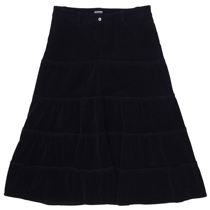 Y2K Ladies Black Corduroy Long Skirt