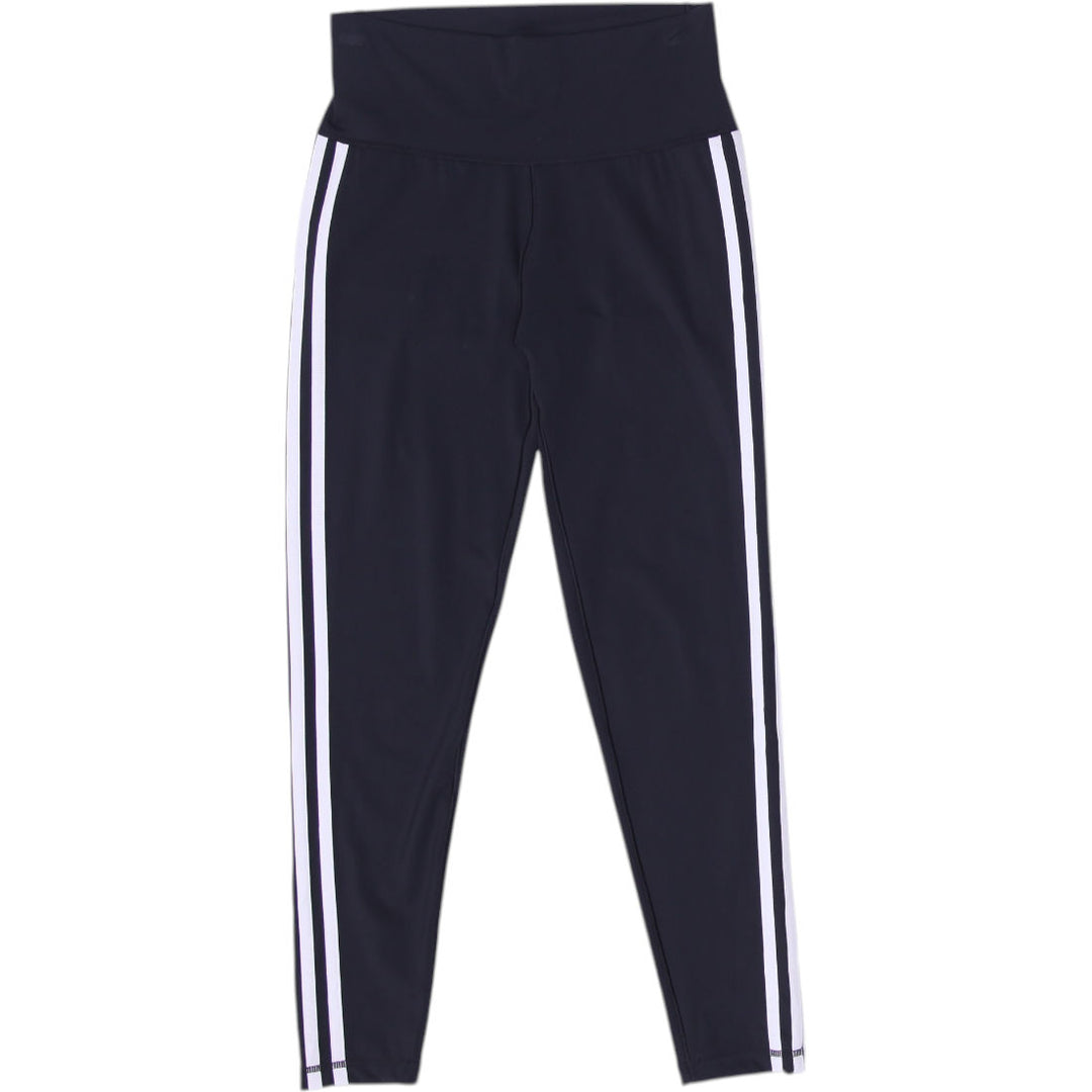 Ladies Adidas Leggings Black Slim Fit Striped Waistband Size M