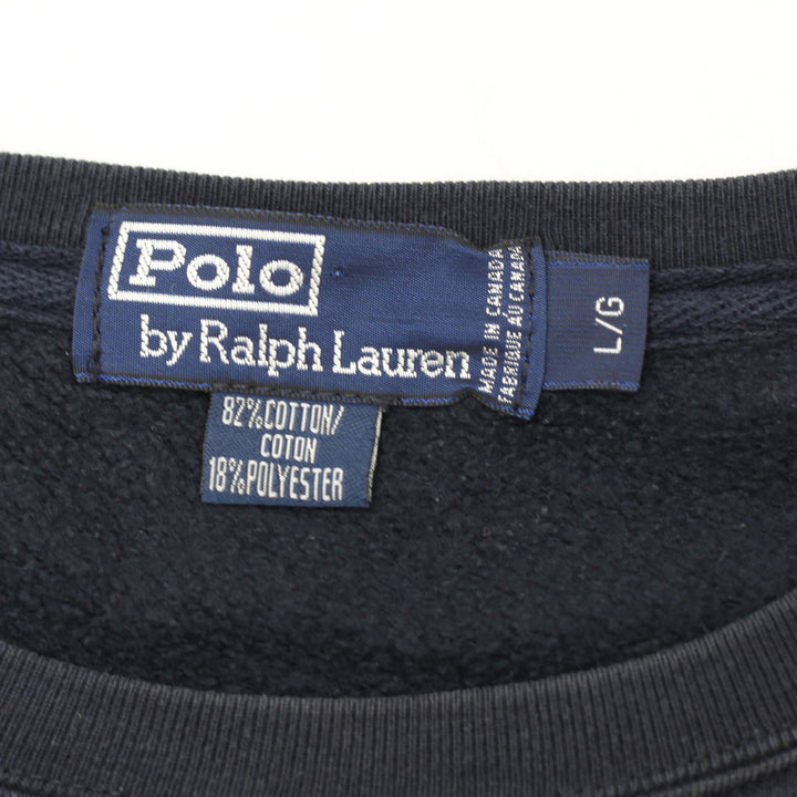 Vintage Mens Polo Ralph Lauren Sweatshirt Navy Blue Logo L | Migration_Sweatshirt - Back View | Fashion Rerun