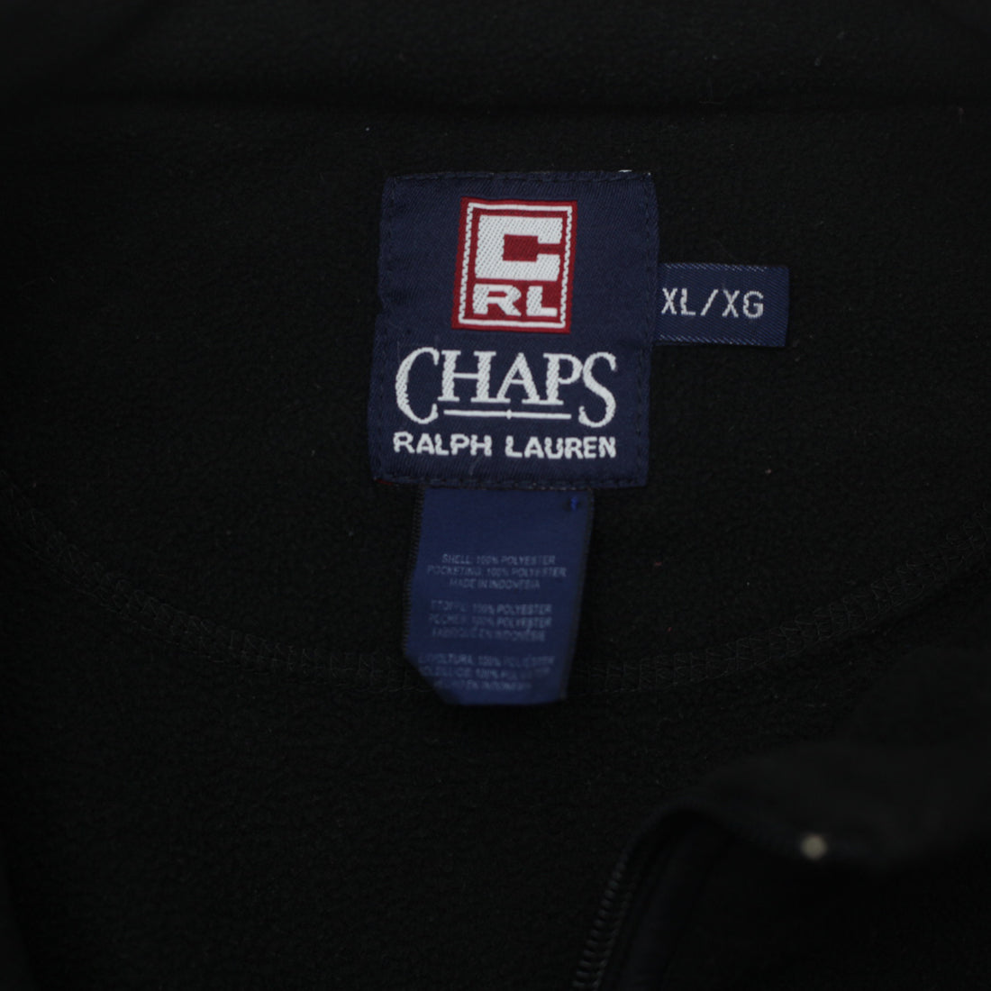Shop Vintage Chaps Ralph Lauren Fleece Full Zip Jacket Black Size