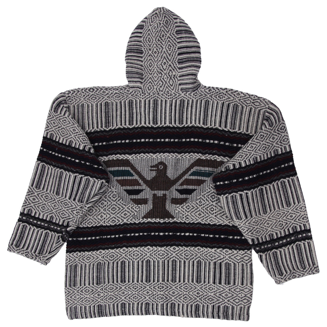 Vintage Hand-Knit Hooded Baja Sweater Jacket Button Front - Fashion Rerun Vintage Migration_Sweaters