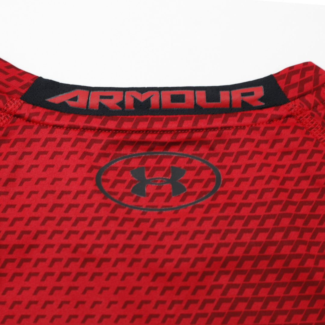 Mens Under Armour HeatGear T-Shirt Red Compression Fit Sportswear Size S