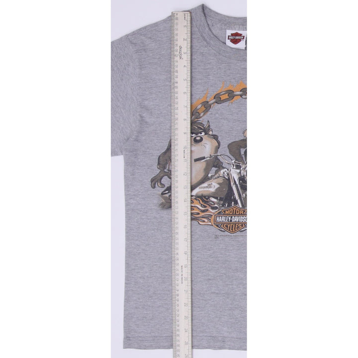 Vintage Mens Harley-Davidson Gray Looney Tunes Graphic T-Shirt Size S