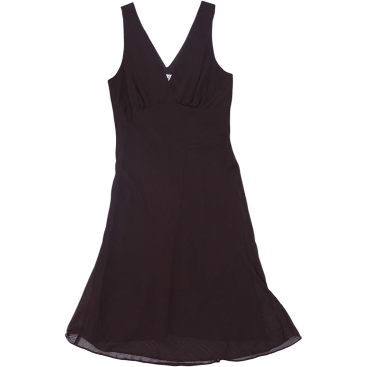 Y2K Ladies Lori Ann V-Neck Dress Black Flared Elegant