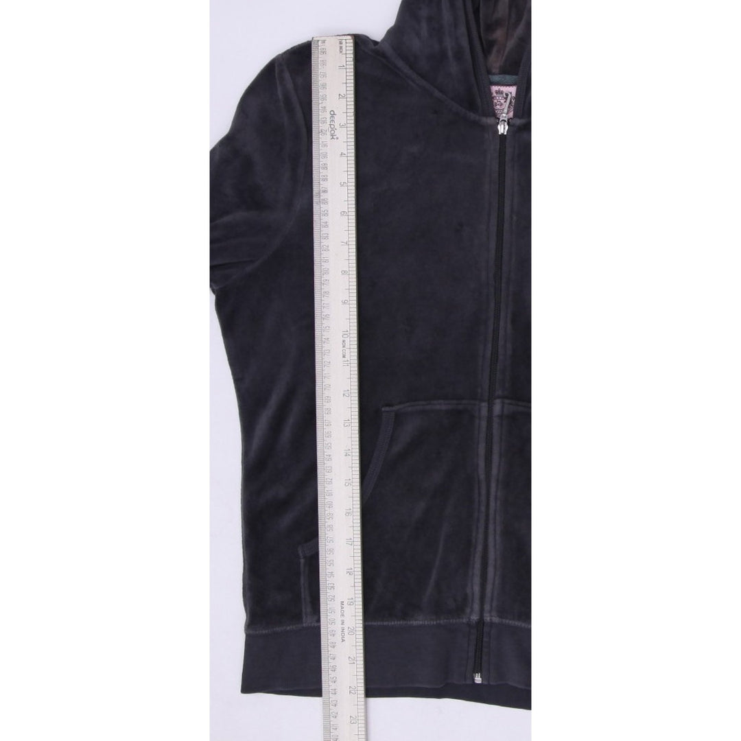 Y2K Ladies Juicy Couture Velour Hoodie Gray Crown Embroidered XL