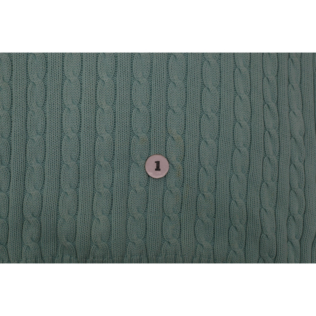 Vintage Ladies Ralph Lauren Cable Knit Sweater Light Blue Large 100% Cotton