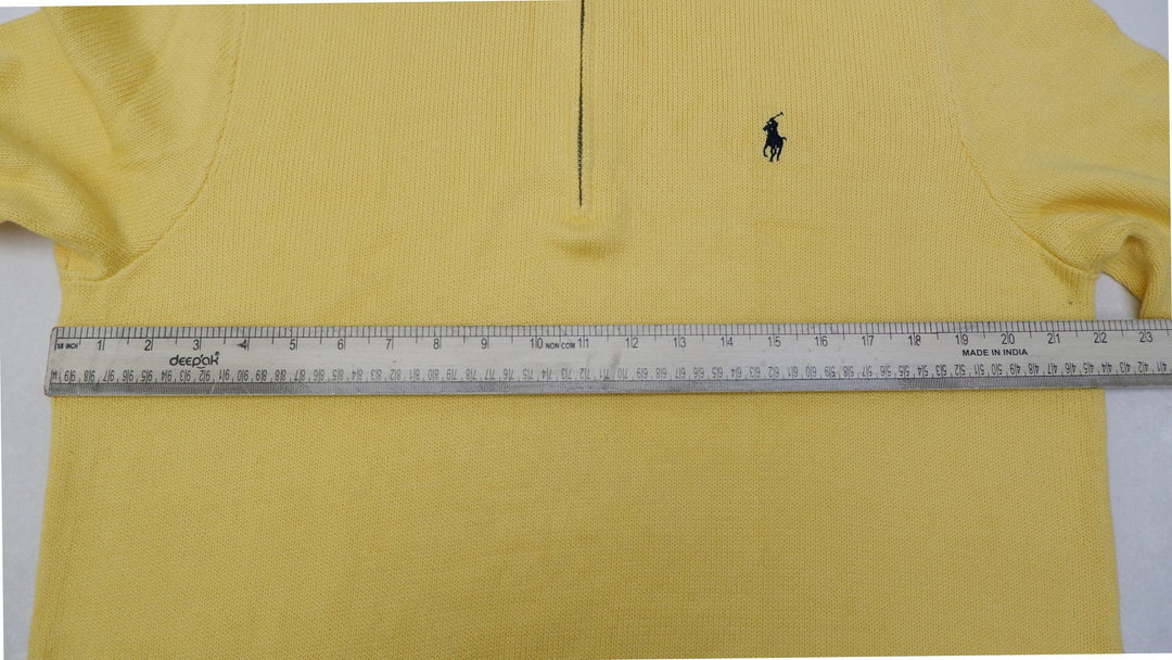Mens Polo Ralph Lauren Sweater Yellow 1/4 Zip Cotton Knit