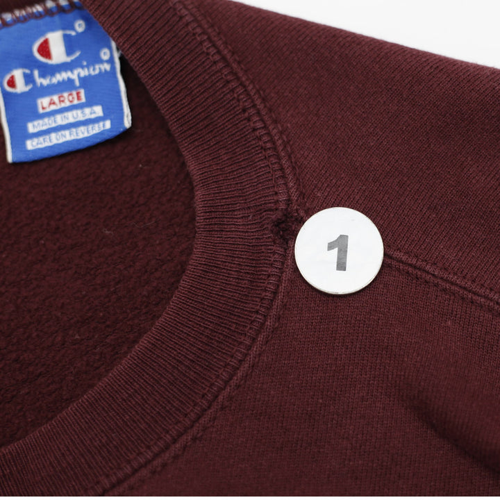 Vintage Mens Champion Washington Sweatshirt Maroon Embroidered Logo Size L