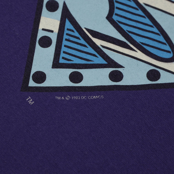Vintage 90s Hanes Heavyweight Superman Shield Graphic T-Shirt Purple XL