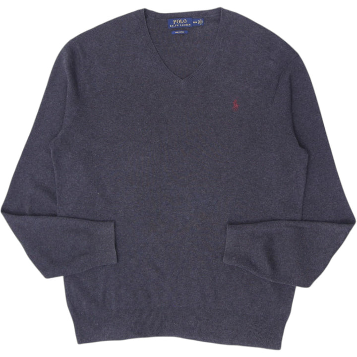 Mens Polo Ralph Lauren Sweater Gray V-Neck Classic Knitwear