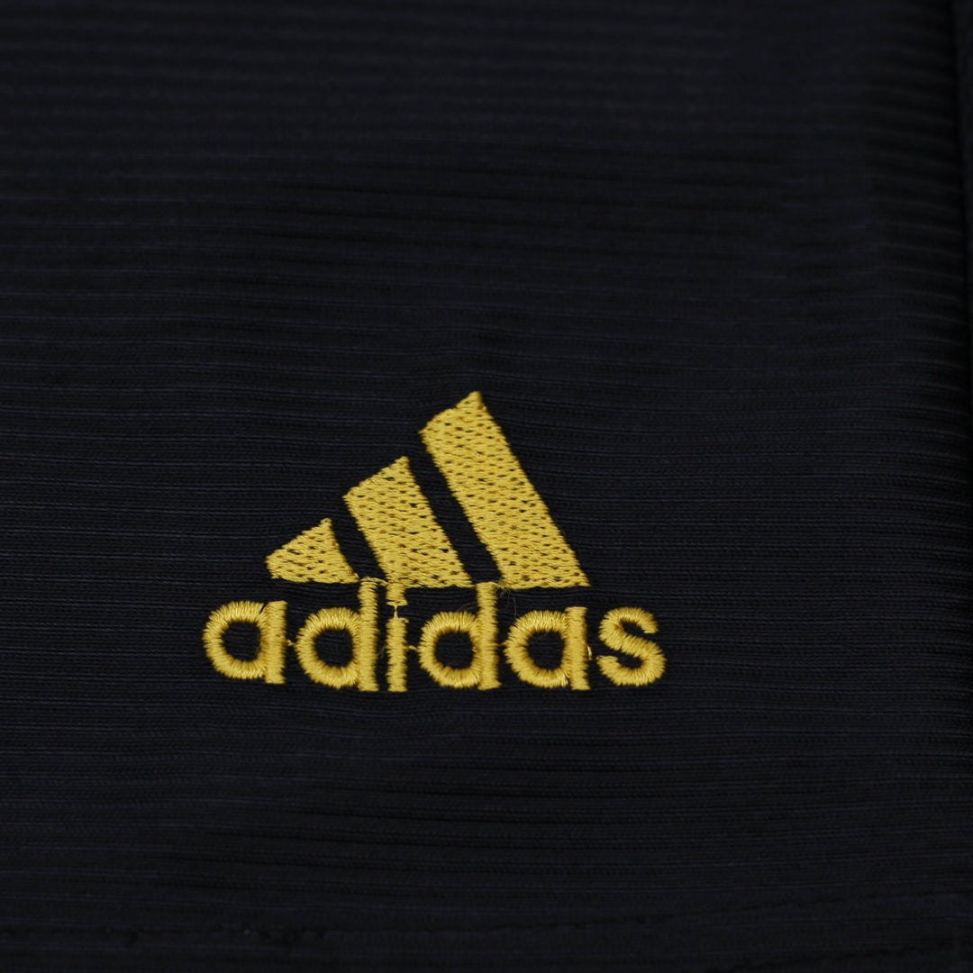 Vintage Adidas 3-Stripe Soccer Shorts Medium Black Yellow Nylon 2005
