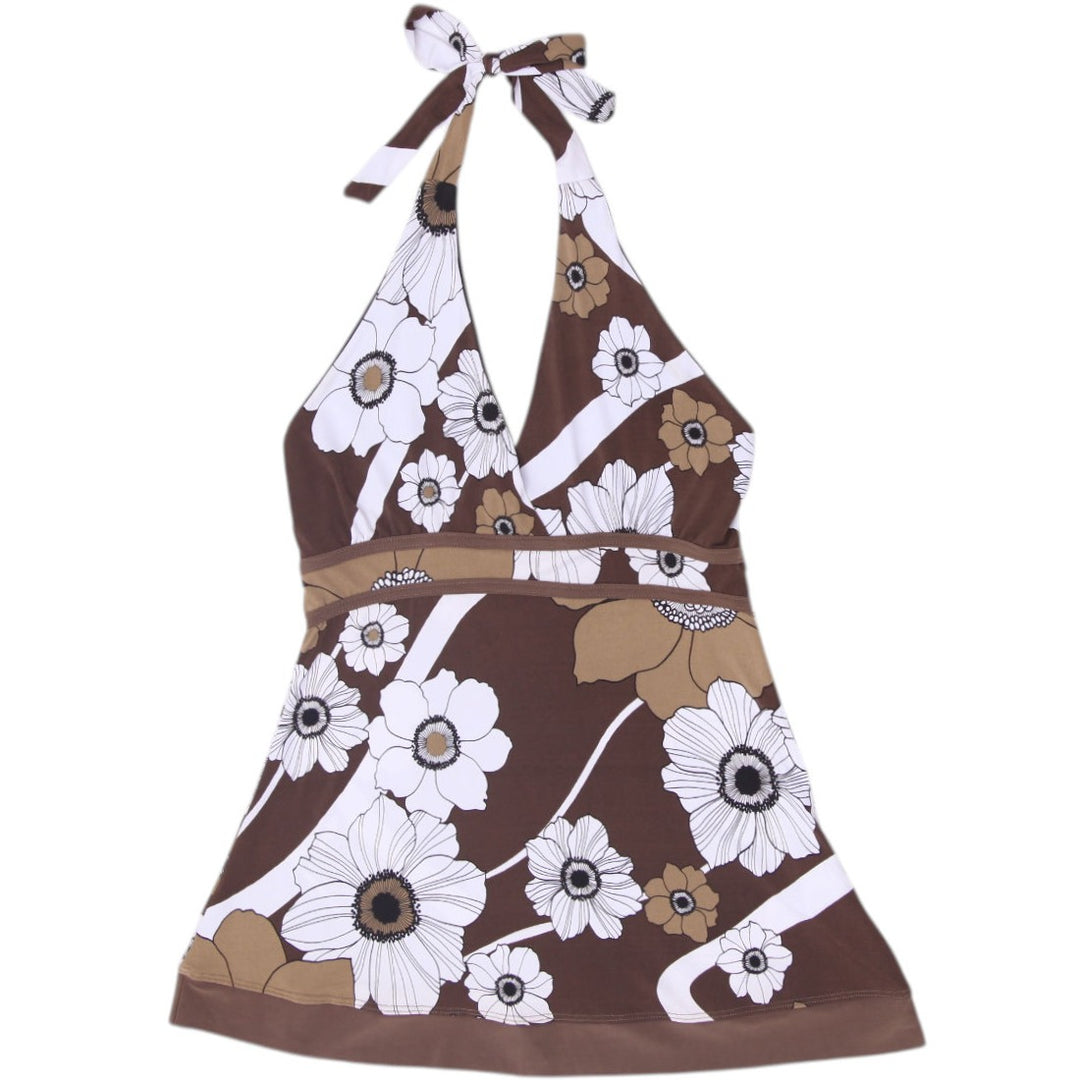 Y2K Ladies Floral Tankini Halter Top Size M
