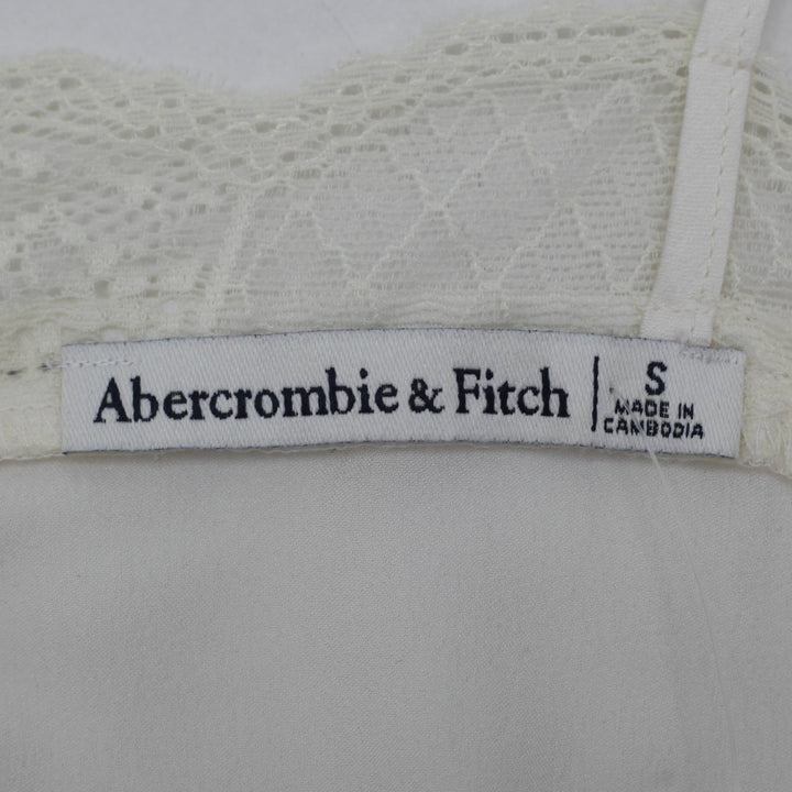 Y2K Ladies Abercrombie & Fitch Delicate Lace Trim Cami Top Ivory White Size S