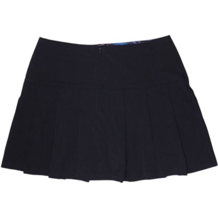 Y2K Ladies Olive Oyl Pleated Kilt Blue Plaid Accents Mini Skirt Size L