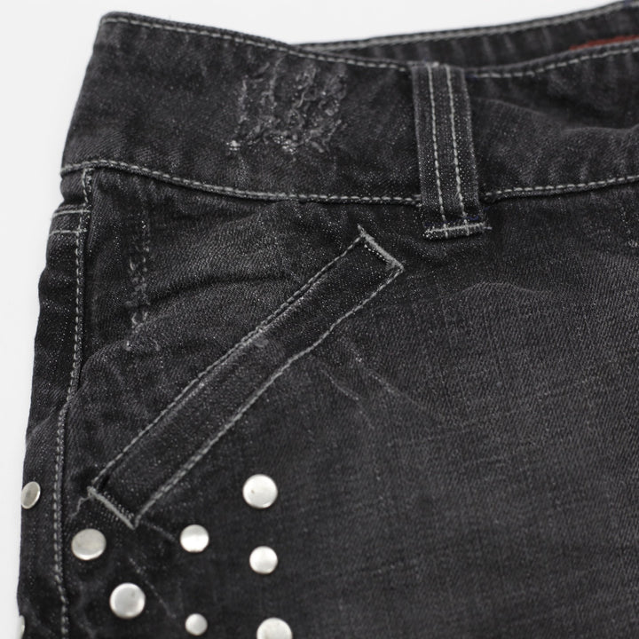 Y2K Ladies HINT Jeans Dark Wash Studded Denim Mini Skirt Size 5