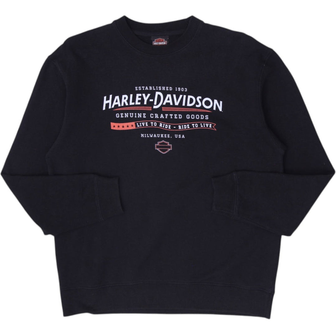 Mens Harley Davidson Sweatshirt Black Graphic Chester Springs