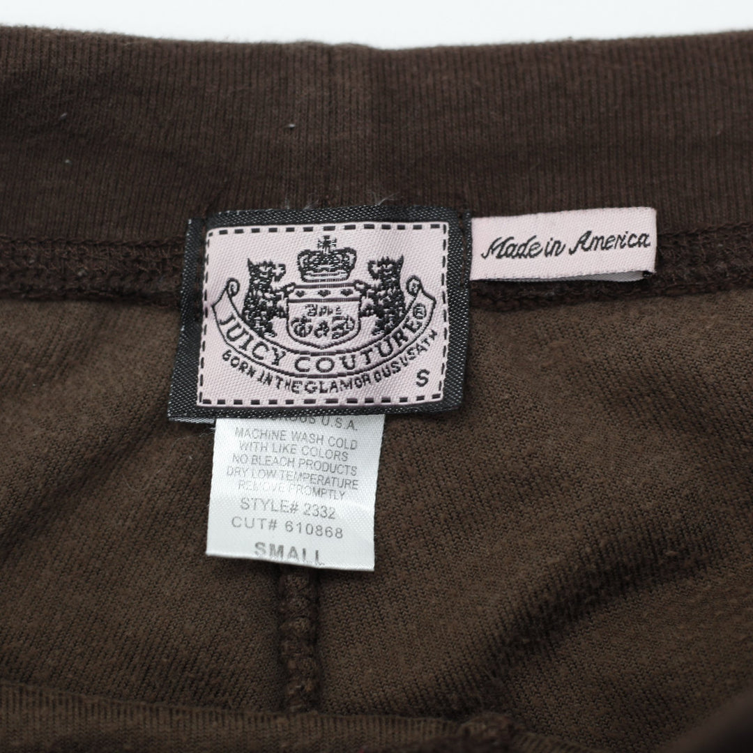 Y2K Ladies Juicy Couture Sweatpants Brown Velour Logo Detail Drawstring