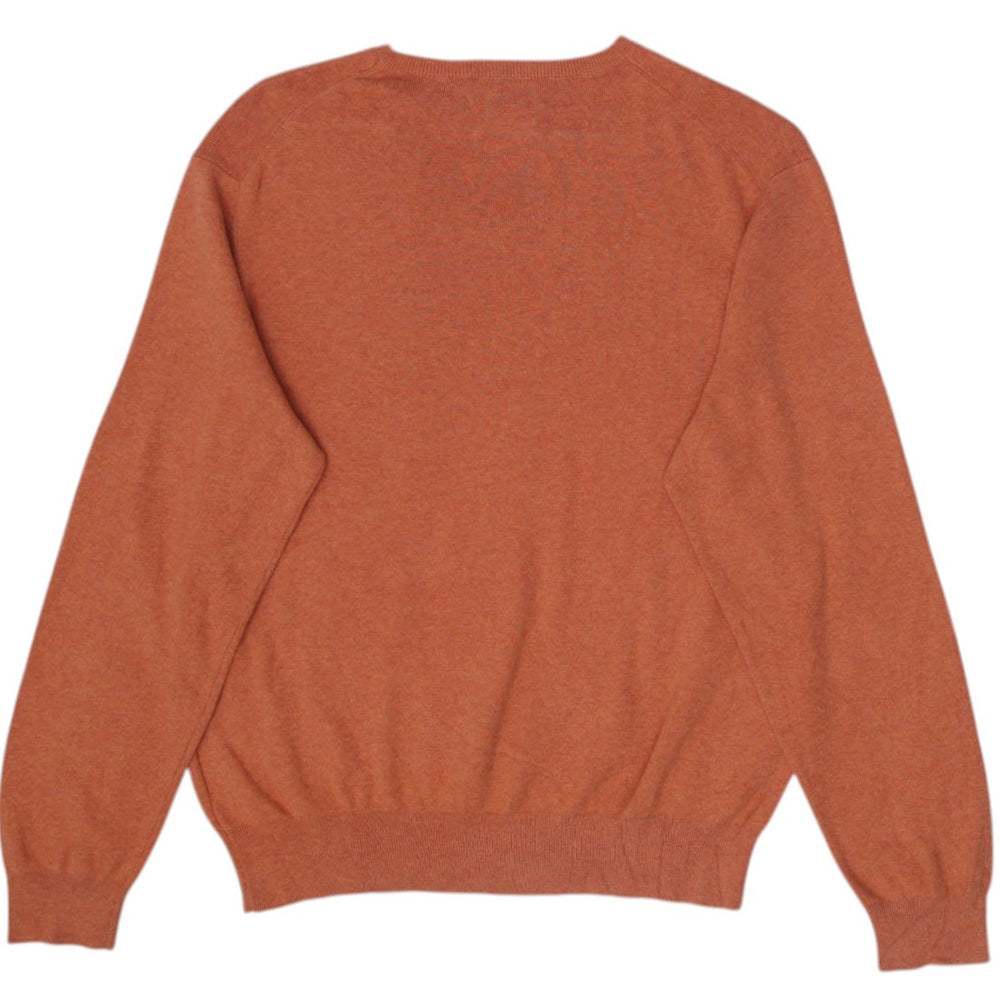 Vintage Mens Ralph Lauren Orange V-Neck Cotton Logo Knitwear Size L | Migration_Knitwear & Sweaters - Side Vi | Fashion Rerun