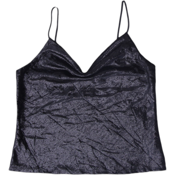 Y2K Ladies WAYF Metallic Shimmer Cami Top Cowl Neck Spaghetti Strap Tank Size M
