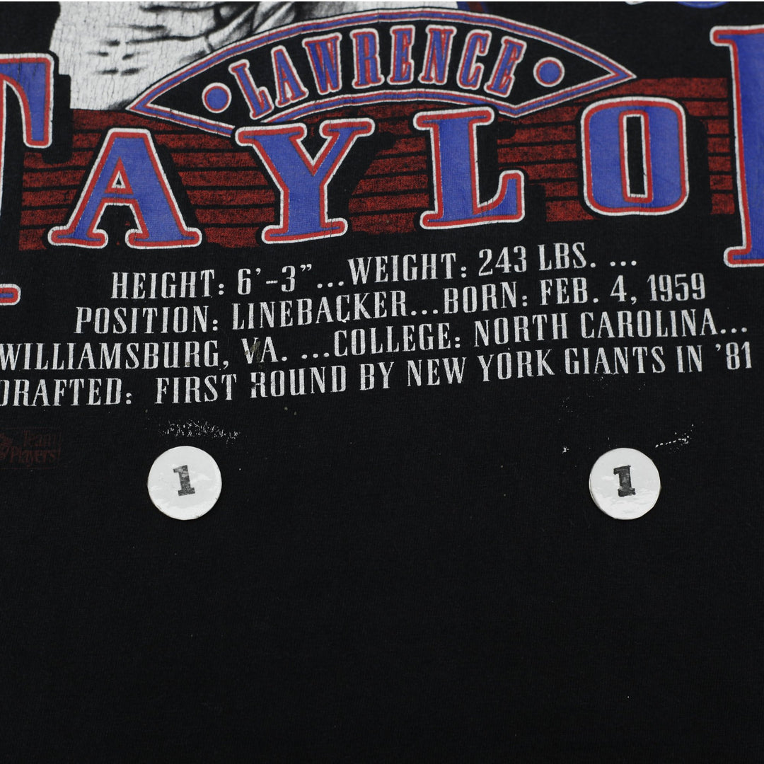 Vintage 90s USA Nutmeg Black NFL New York Giants Lawrence Taylor Made in USA | Migration_T-Shirts - Alternate | Fashion Rerun