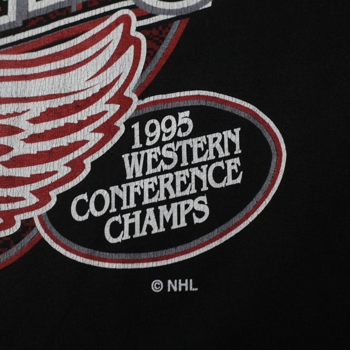 Vintage 1995 Detroit Red Wings Western Conference Champs T-Shirt Size L