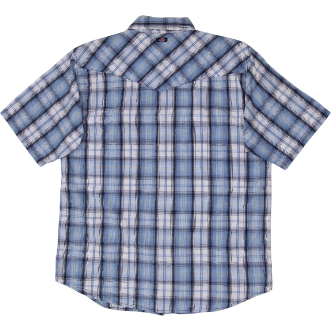Mens Dickies Plaid Short Sleeve Pearl Snap Western Work Shirt Size L