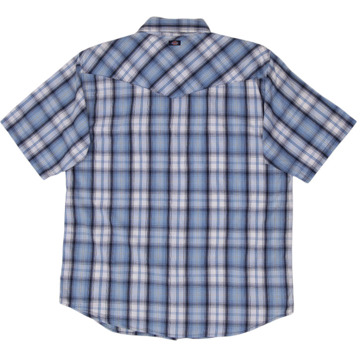 Mens Dickies Plaid Short Sleeve Pearl Snap Western Work Shirt Size L