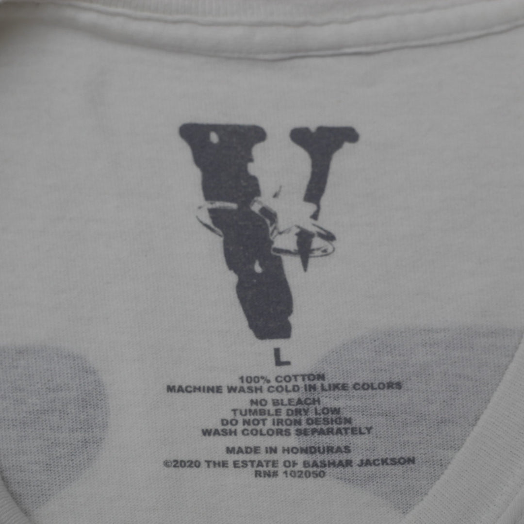 Mens Pop Smoke Large Vlone Halo Rap Graphic Tee White Hip Hop T-Shirt