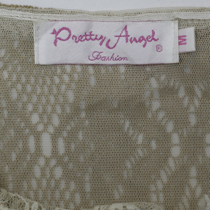 Y2K Ladies Pretty Angel Layered Lace & Mesh Beaded Top Size Medium