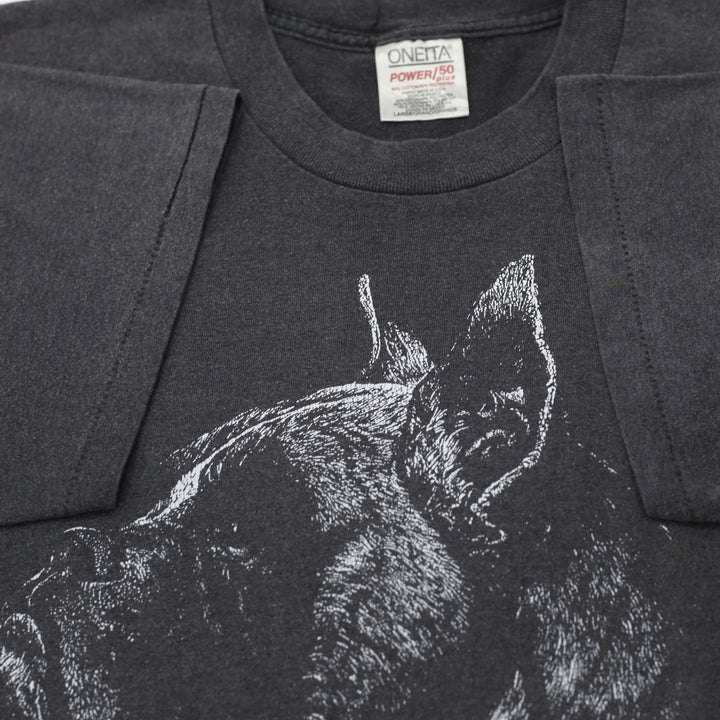 Vintage 90s Mens Oneita Boxer Dog "Auggie" Graphic T-Shirt Size L