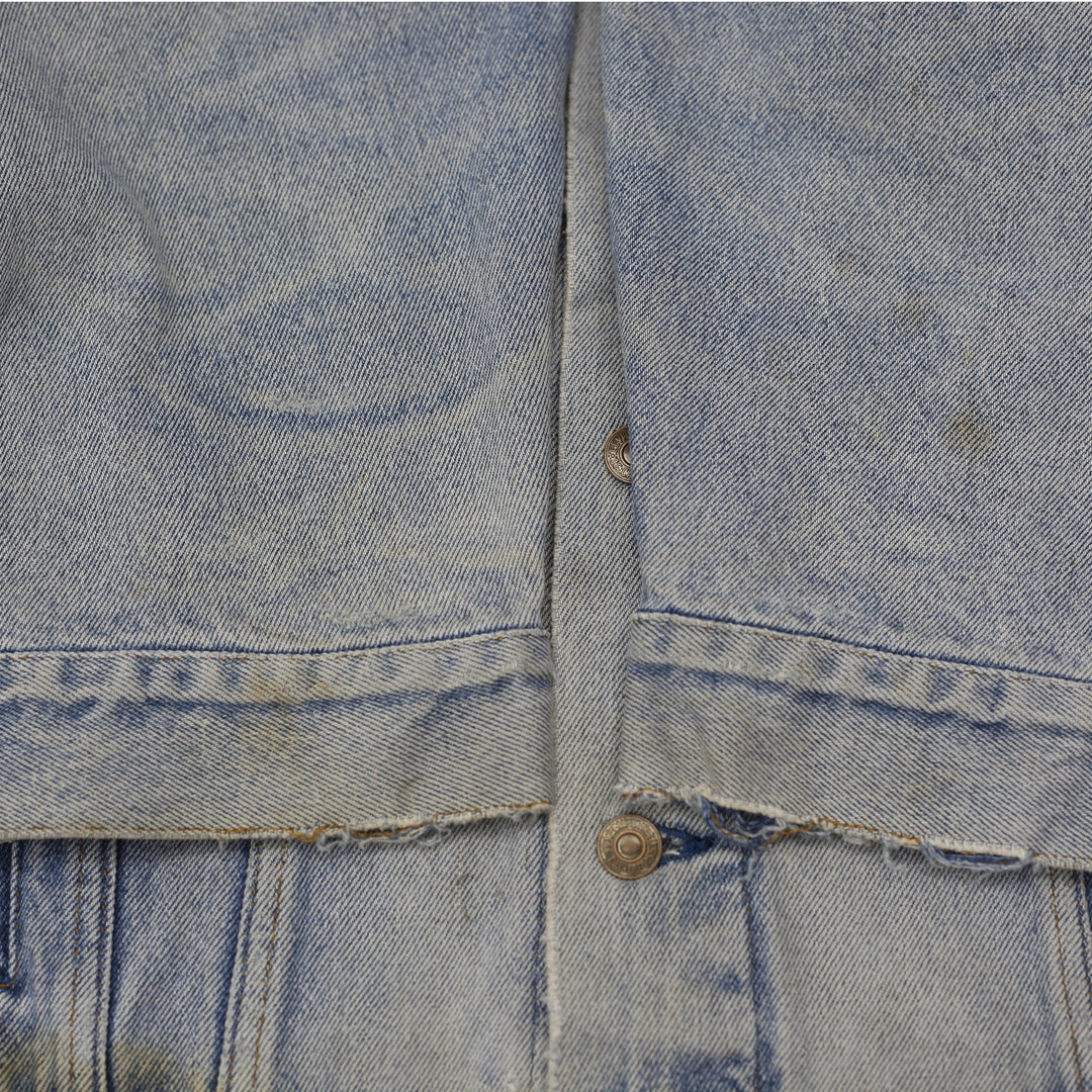 Vintage Levi Strauss Trucker Jacket Washed Blue Distressed Denim Size 48