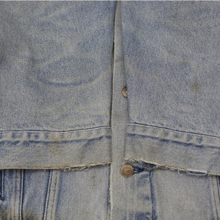 Vintage Levi Strauss Trucker Jacket Washed Blue Distressed Denim Size 48