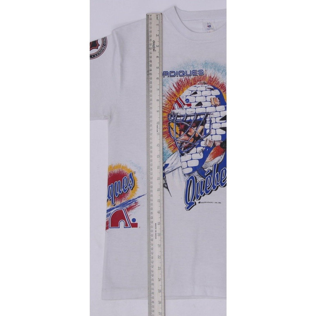 Vintage Mens Quebec Nordiques T-Shirt White Graphic NHL Single Stitch | Migration_T-Shirts - View 6 | Fashion Rerun