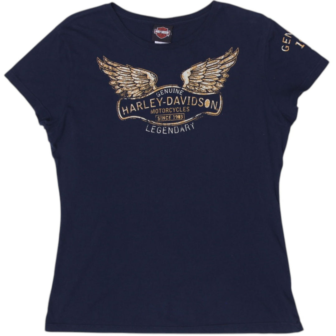 Ladies Harley Davidson Wing Graphic Biker T-Shirt Size XL