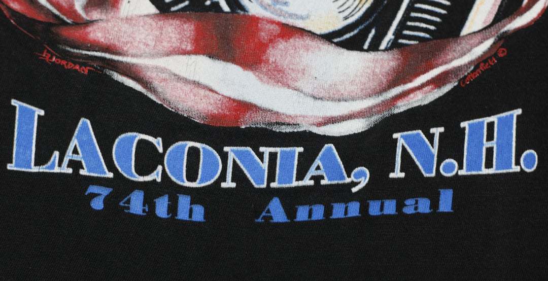 Vintage 1997 Laconia, N.H. 74th Annual Rally Week Biker Black T-Shirt Large