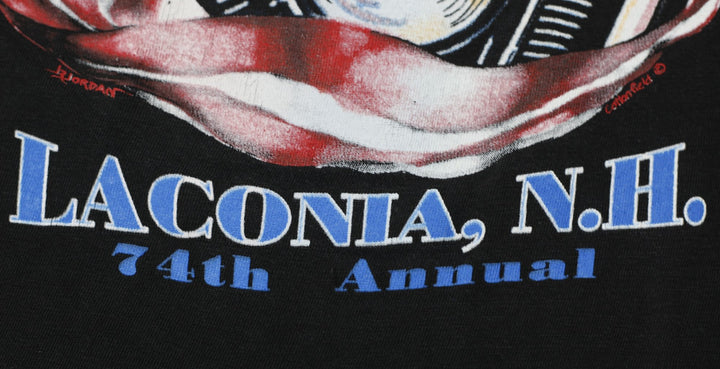 Vintage 1997 Laconia, N.H. 74th Annual Rally Week Biker Black T-Shirt Large