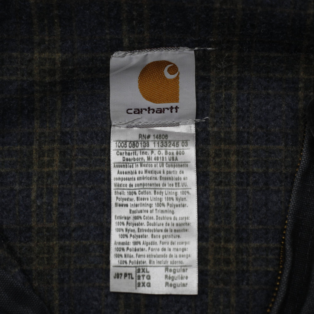 Vintage Carhartt J07 PTL Petrol Blue Charcoal Detroit Jacket Size 2XL
