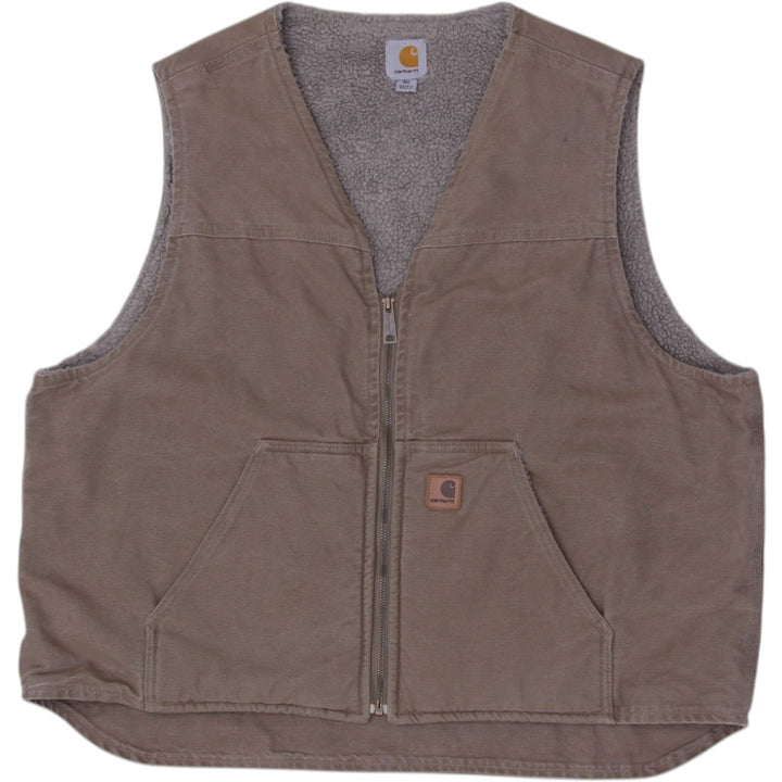 Mens Carhartt Sherpa Lined Vest Brown Full Zip Workwear Size 2XL | Migration_Vests WW Collection | Fashion Rerun