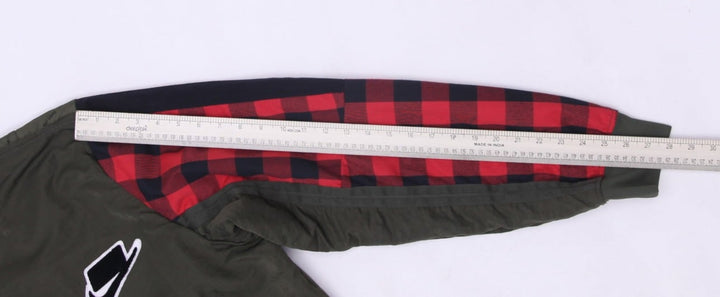 Mens Nike Sport Jacket Olive Green Plaid Checkered Patch Full Zip XL | Migration_Jackets - View 8 | Fashion Rerun