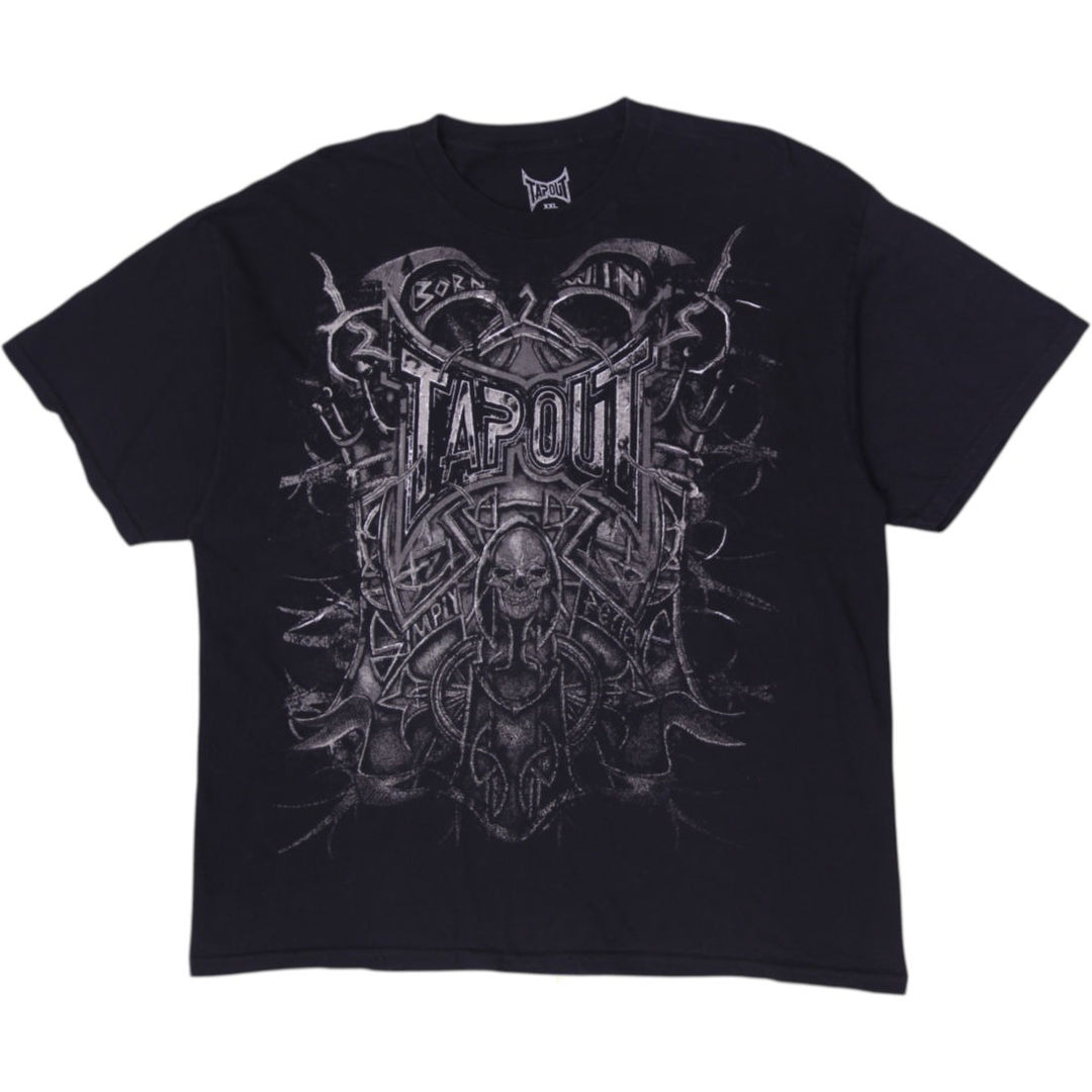 Y2K Mens Tapout Black Graphic Gothic MMA Skeleton T-Shirt Size XXL