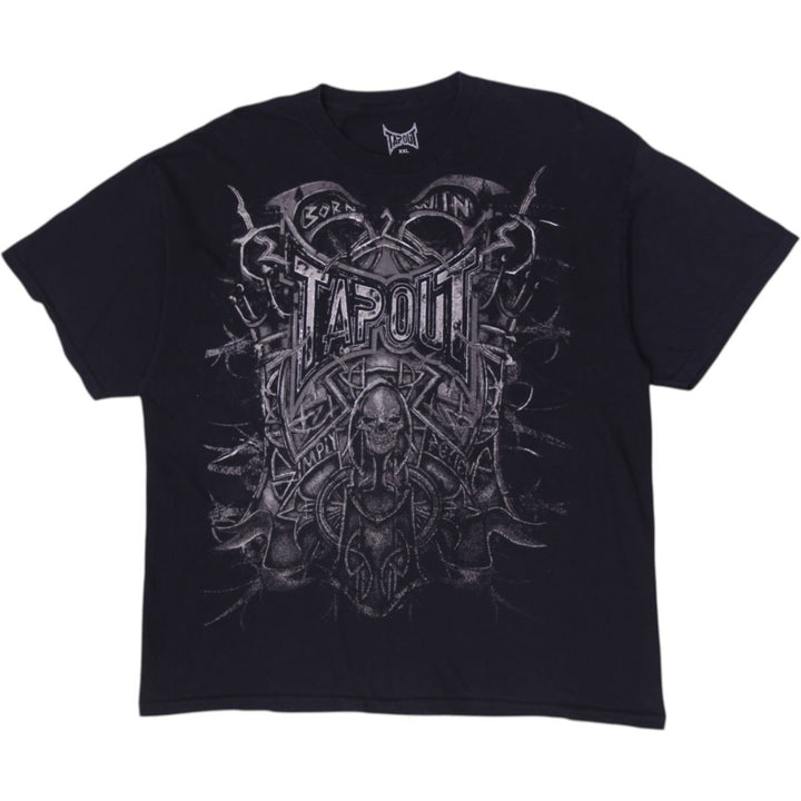 Y2K Mens Tapout Black Graphic Gothic MMA Skeleton T-Shirt Size XXL