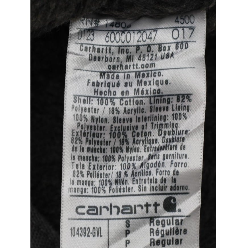 Mens Carhartt 104392-GVL Fleece Lined Relaxed Fit Zip Up Hooded Jacket