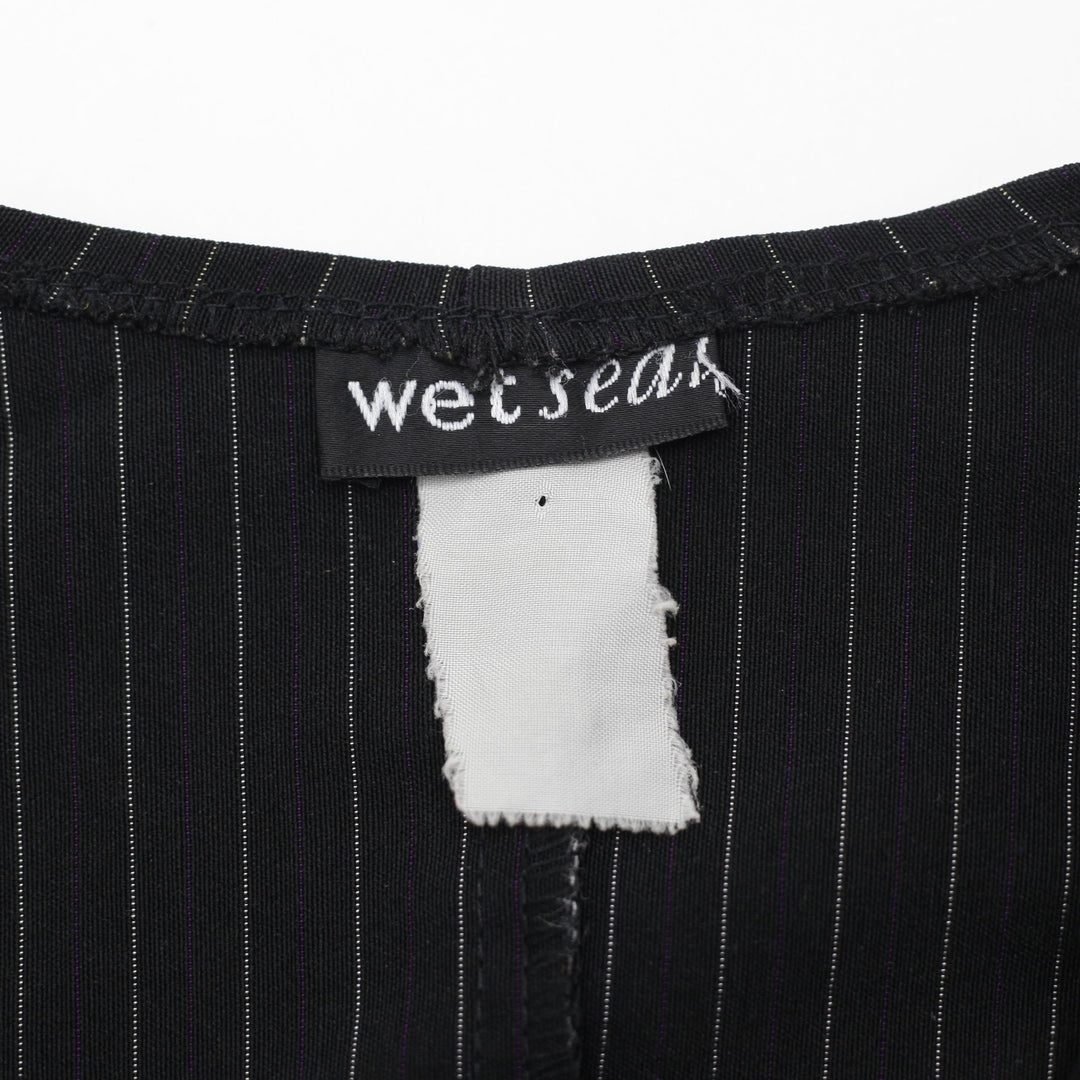 Y2K Ladies  Pinstripe Racerback Halter Suit Vest