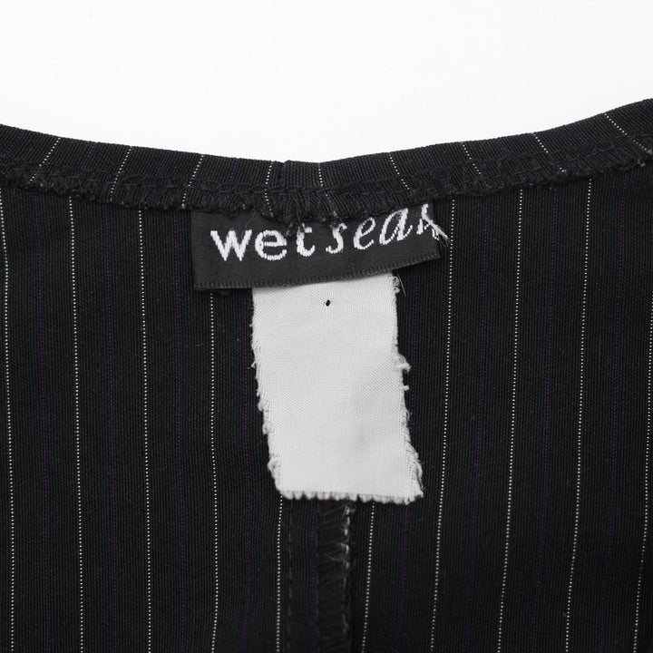 Y2K Ladies  Pinstripe Racerback Halter Suit Vest