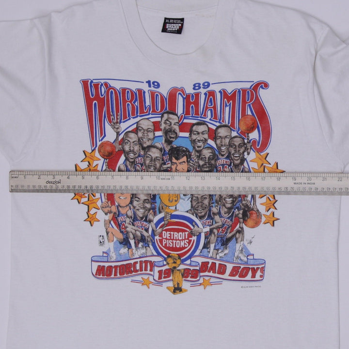 Vintage Mens Screen Stars 1989 Detroit Pistons World Champs Made in USA S.Stitch