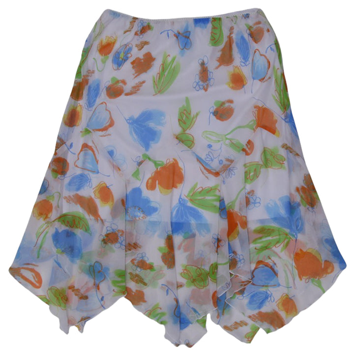 Y2K Ladies Printed Hanky Hem Skirt