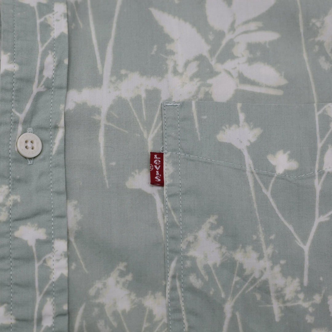 Mens Levi's Mint Green Floral Short Sleeve Button-Up Shirt Size XL