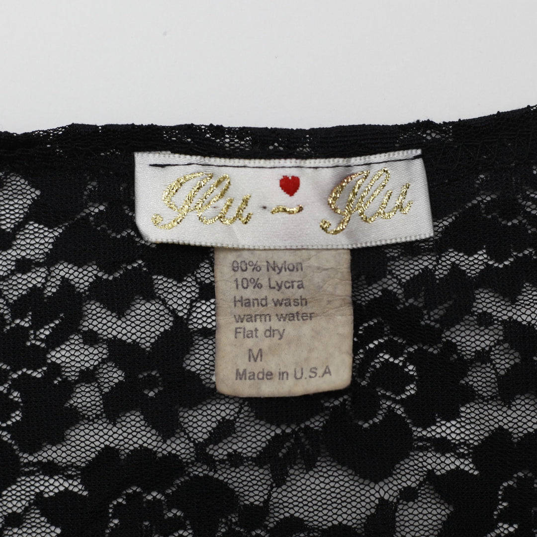 Y2K Ladies Lace Short Sleeve Top Size M | Migration_Y2K Tops - Back View | Fashion Rerun