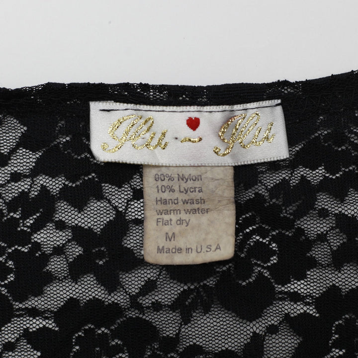 Y2K Ladies Lace Short Sleeve Top Size M | Migration_Y2K Tops - Back View | Fashion Rerun